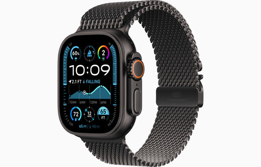 Apple Watch Ultra 2 GPS + Cellular, 49mm Black Titanium Case with Black Titanium Milanese Loop - Medium